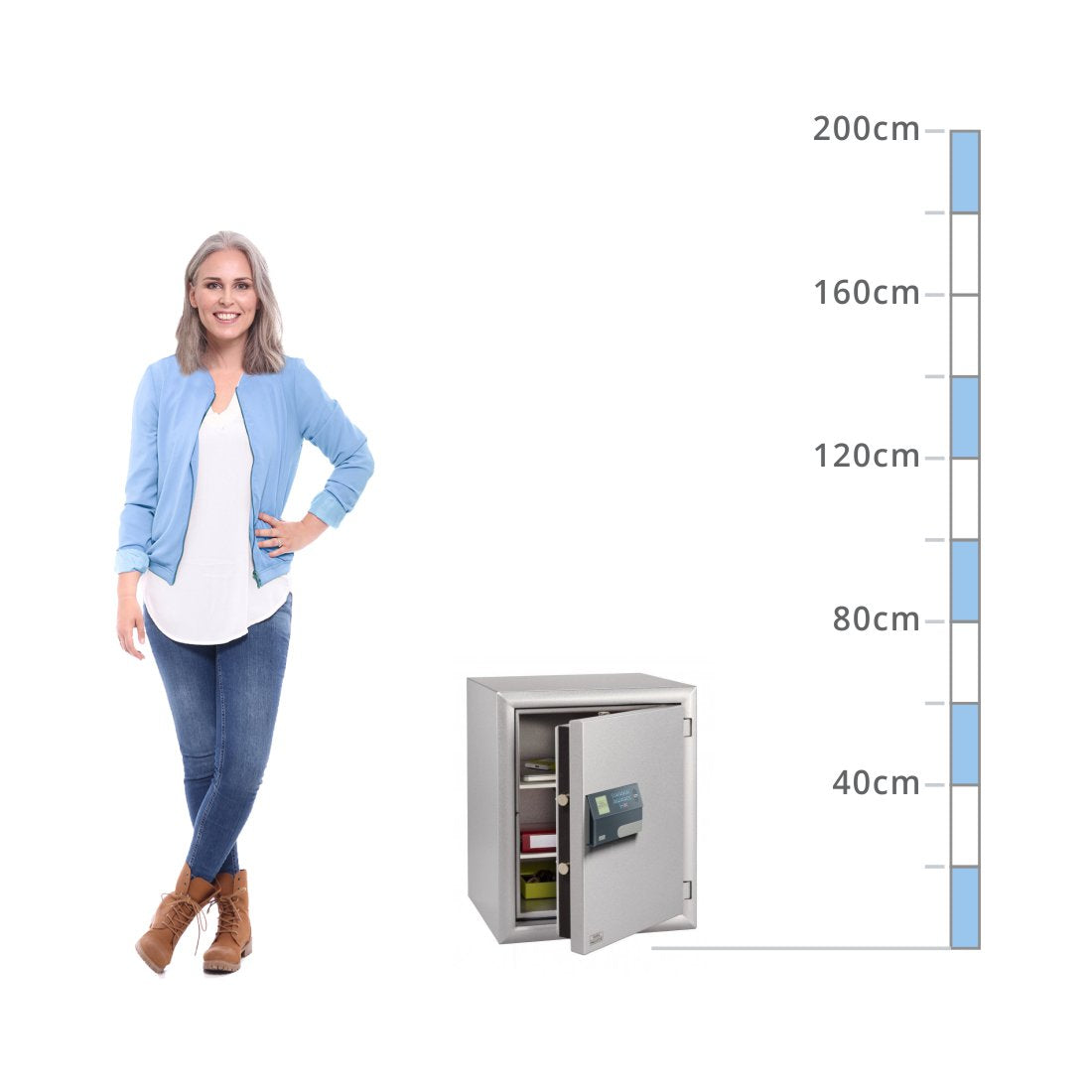 size chart for a Burg Wächter Diplomat Size MTD 760E FP, Digital Keypad Safe - Eurograde 1