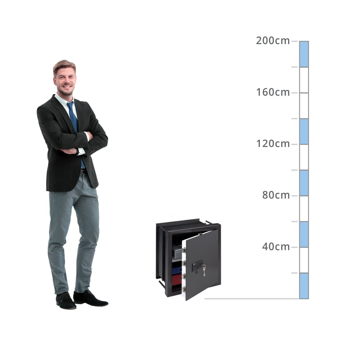 size chart for a Burg Wächter Karat Wall Safe Size WT 616K, Key Lock - Concealed Safe