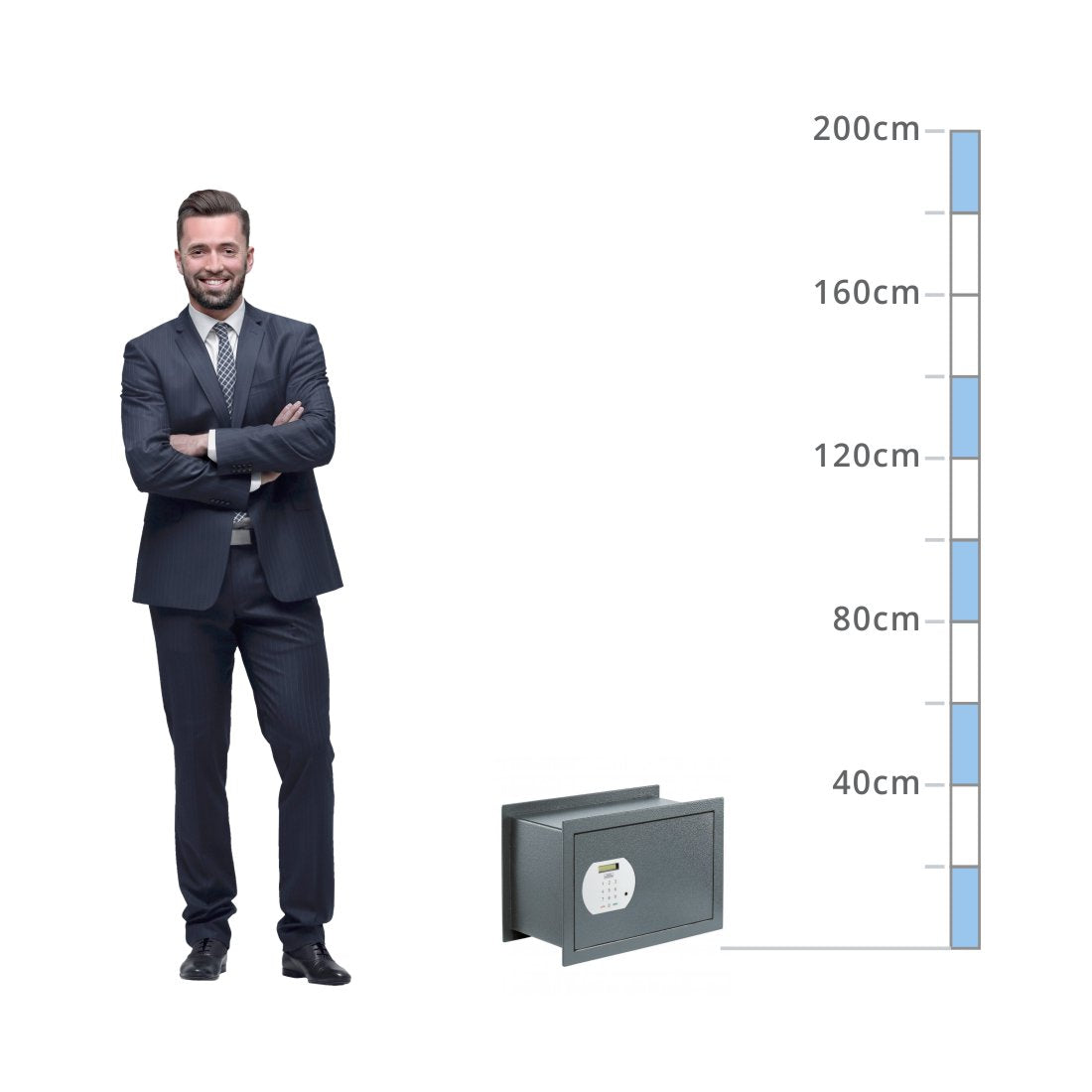 size chart for a Burg Wächter Pure-Safe Size PSW 130, Digital Keypad Wall Safe - £1,000 Cash Rating