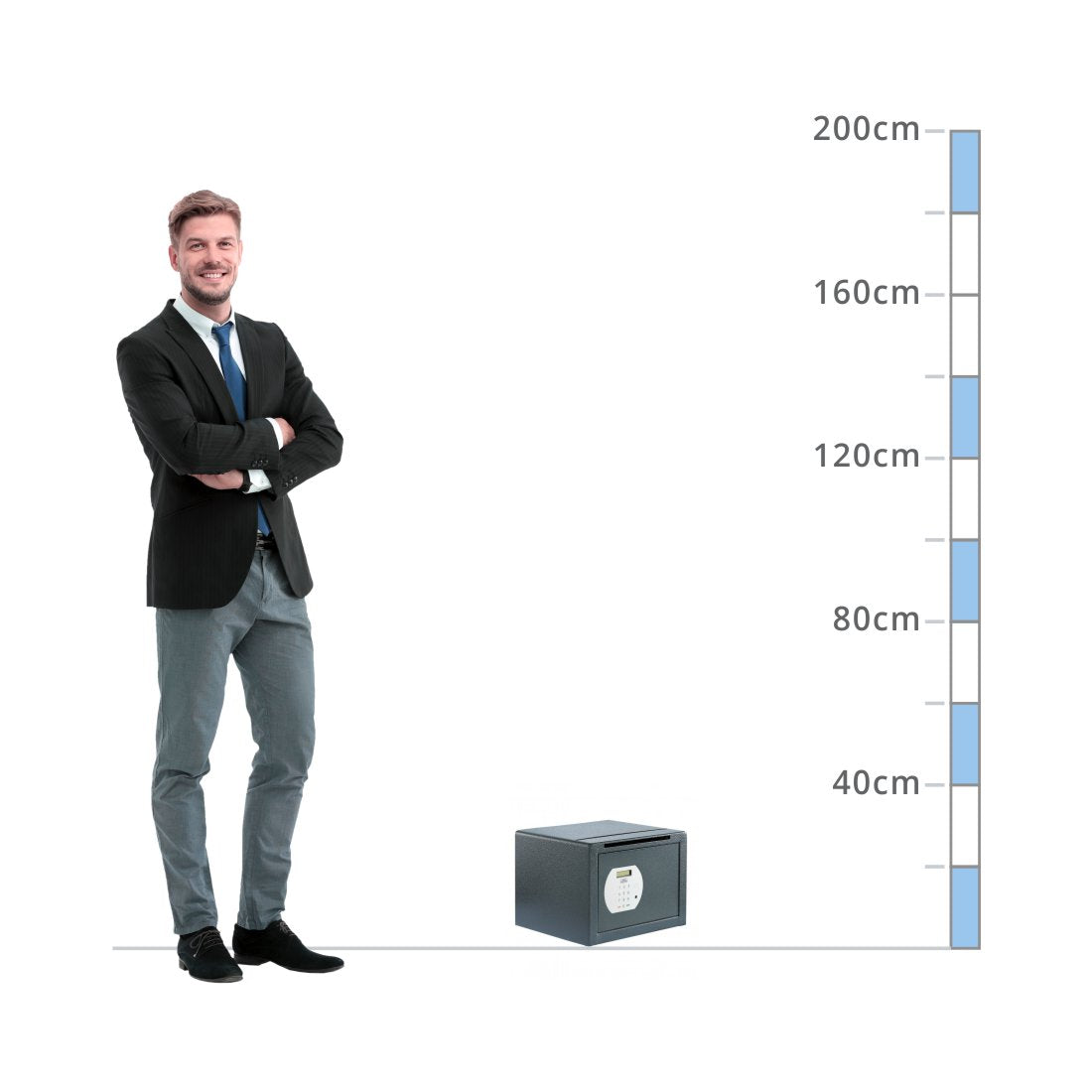 size chart for a Burg Wächter Pure-Safe Size PS 120 E EWS, Digital keypad Deposit Safe - £1,000 Cash Rating