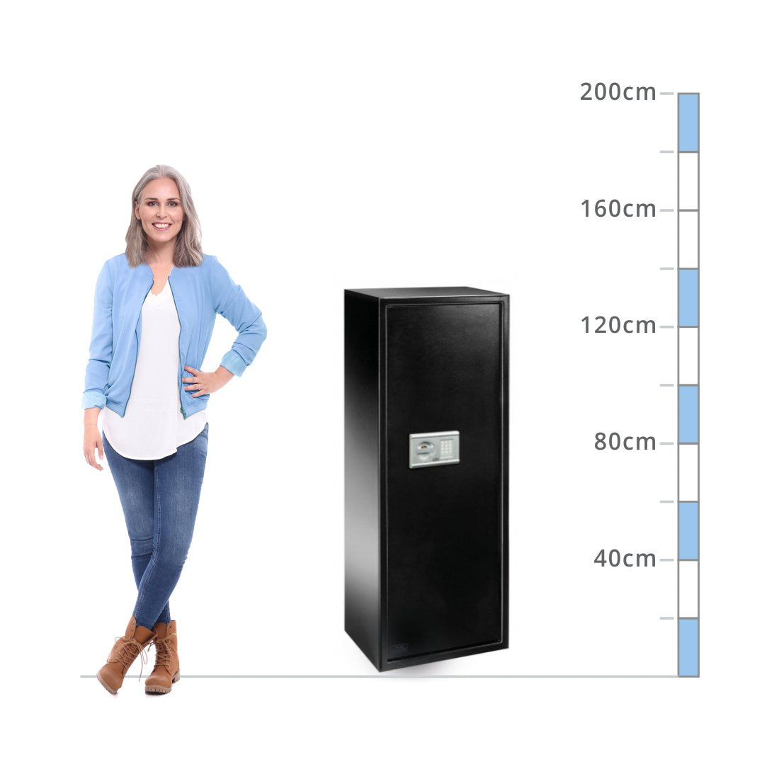 size chart for a Burg Wächter Ranger Gun Cabinet Size N7E, Digital Keypad - 7 Gun Storage