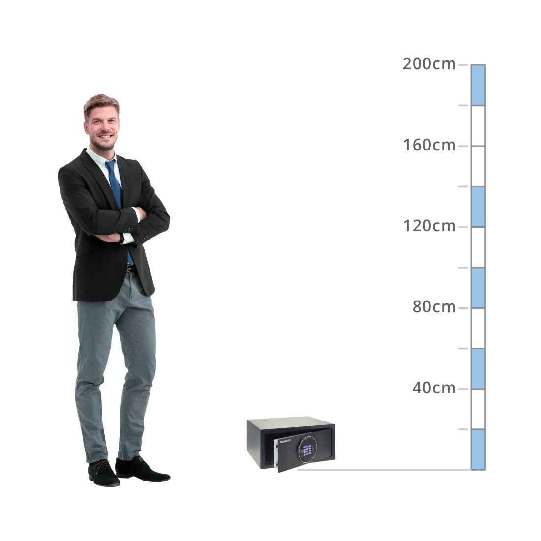 Size chart for a Chubbsafes Air Hotel Safe, Digital Keypad - £1,000 Cash Rating