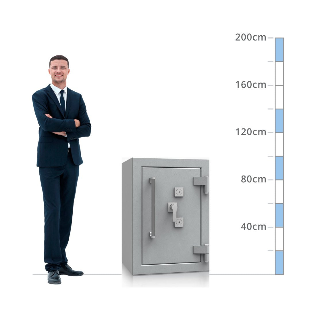 size chart for a De Raat DRS Prisma Size 2, Dual Key Lock Safe - Eurograde 6