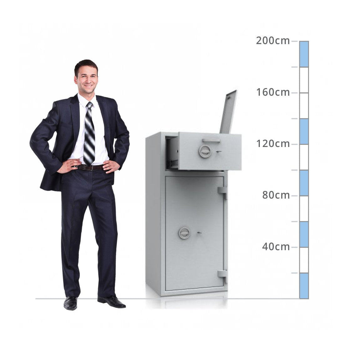 size chart De Raat Prisma Size 2, Key Lock Deposit Safe - Eurograde 2