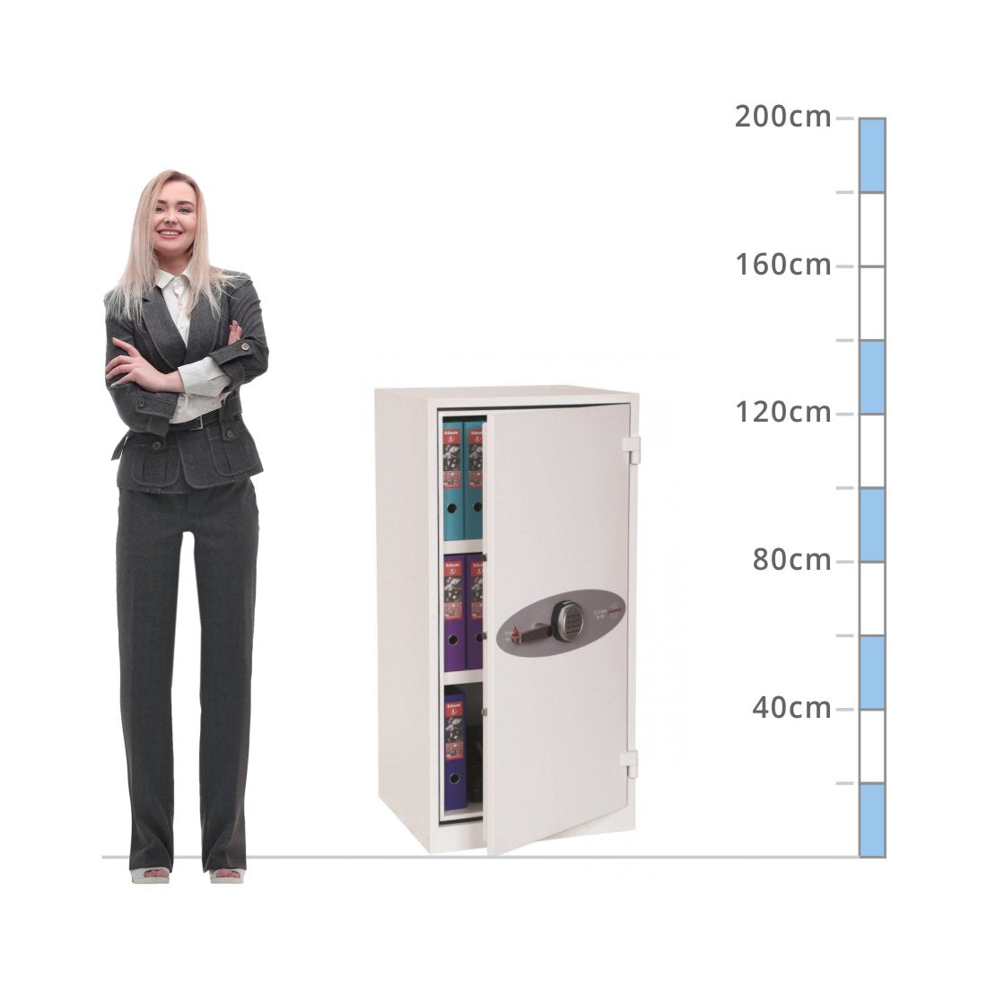 size chart for a Phoenix Fire Ranger Size 1, Digital Keypad Fire Safe - S1 Rated