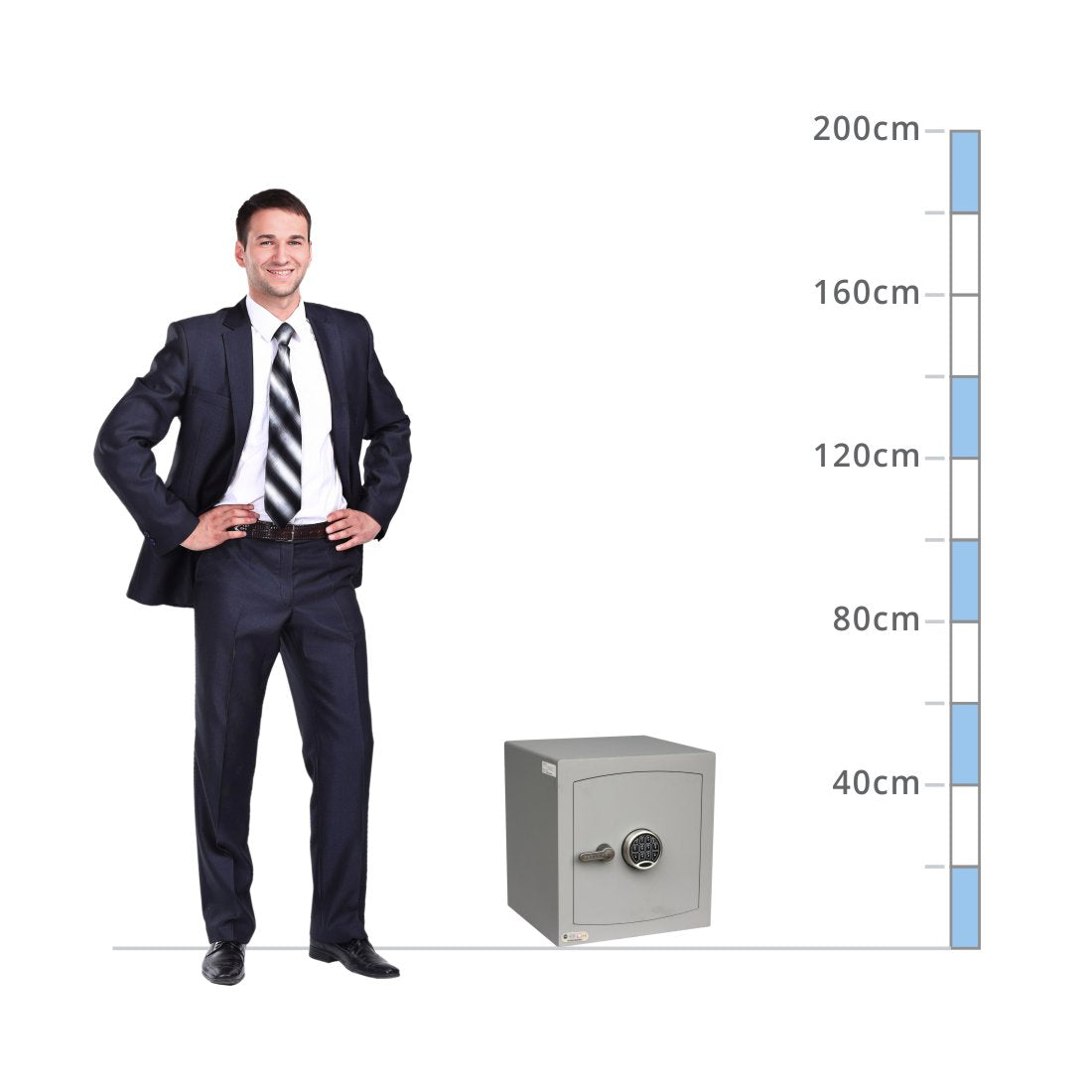 size chart for a Securikey Mini Vault Silver S2 Size 3, Digital Keypad Safe - £4,000 Cash Rating