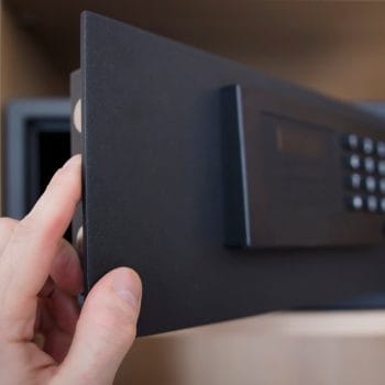 man opens safe