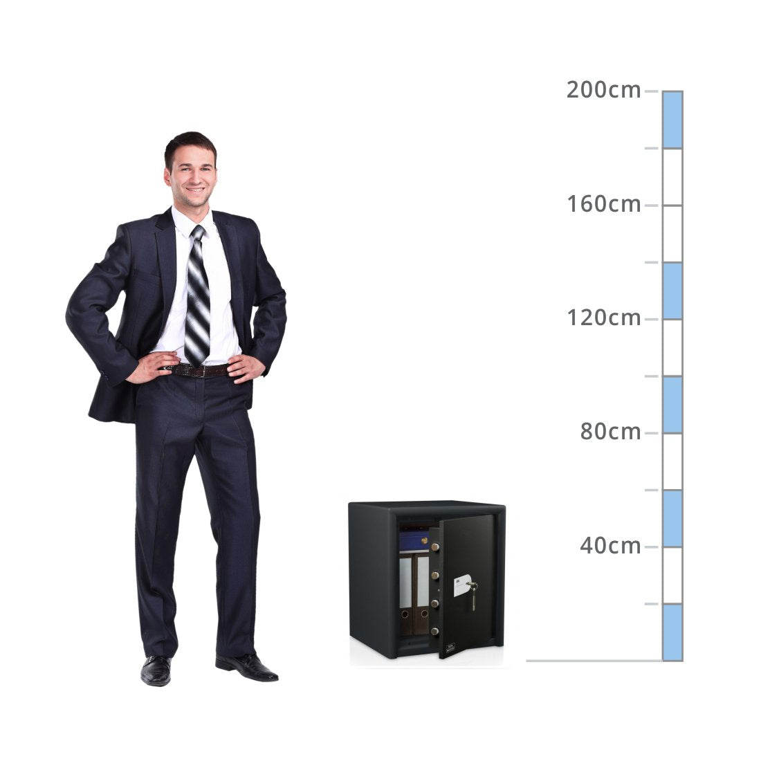 size chart for a Burg Wächter Combi-Line S2 Size CL440K, Key Lock Safe - 30 Min Fire Protection