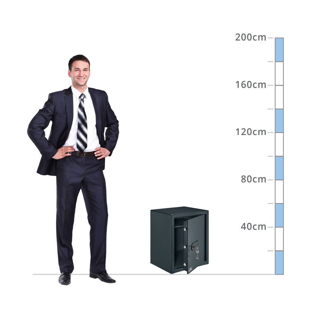 size chart for a Burg Wächter Expert Size 340, Key Lock Safe - £2,000 Cash Rating