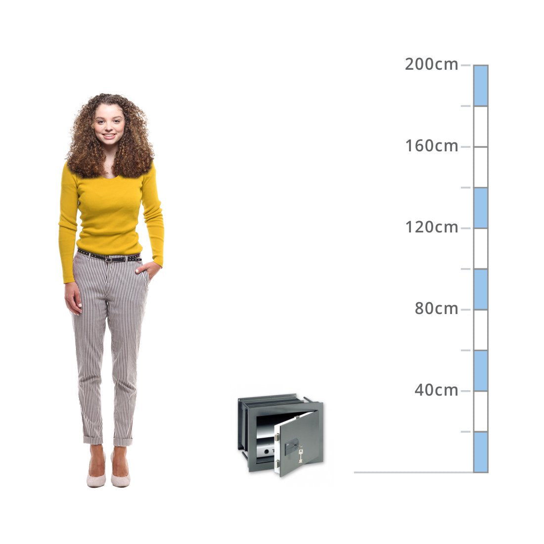 size chart for a Burg Wächter Karat Wall Safe Size WT 614K, Key Lock - Concealed Safe