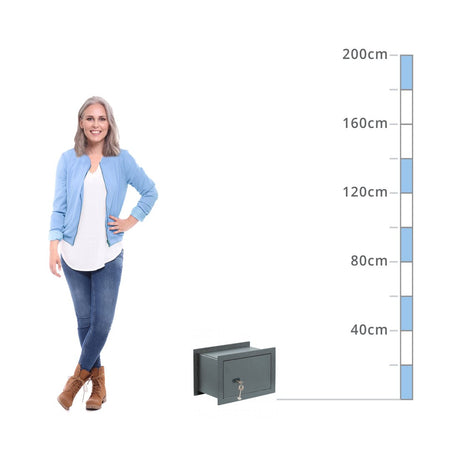 size chart for a Burg Wächter Pure-Safe Size PSW 120, Key Lock Wall Safe - £1,000 Cash Rating