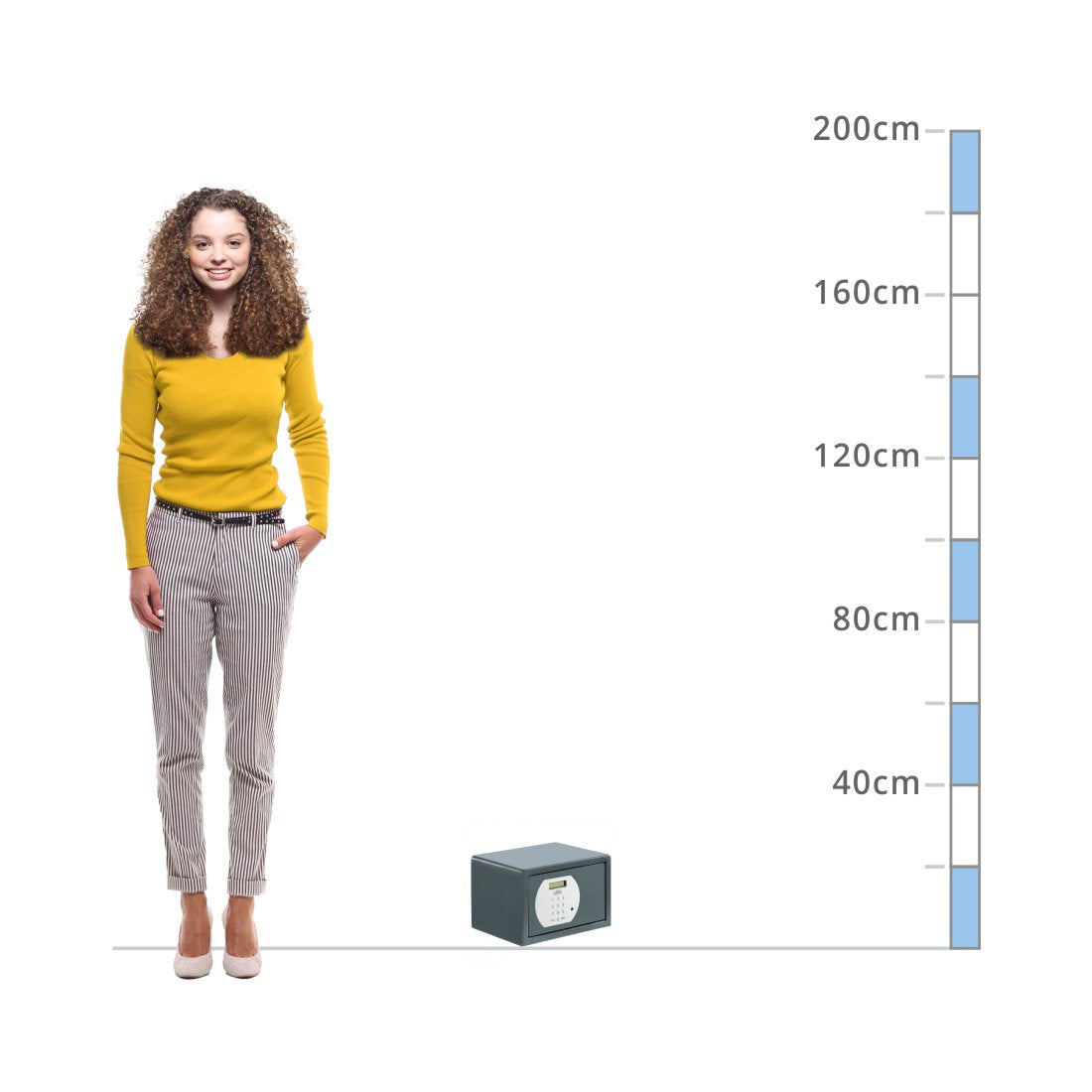 size chart for a Burg Wächter Pure-Safe Size PS 110 E KA 3, Digital Keypad Hotel Safe - £1,000 Cash Rating
