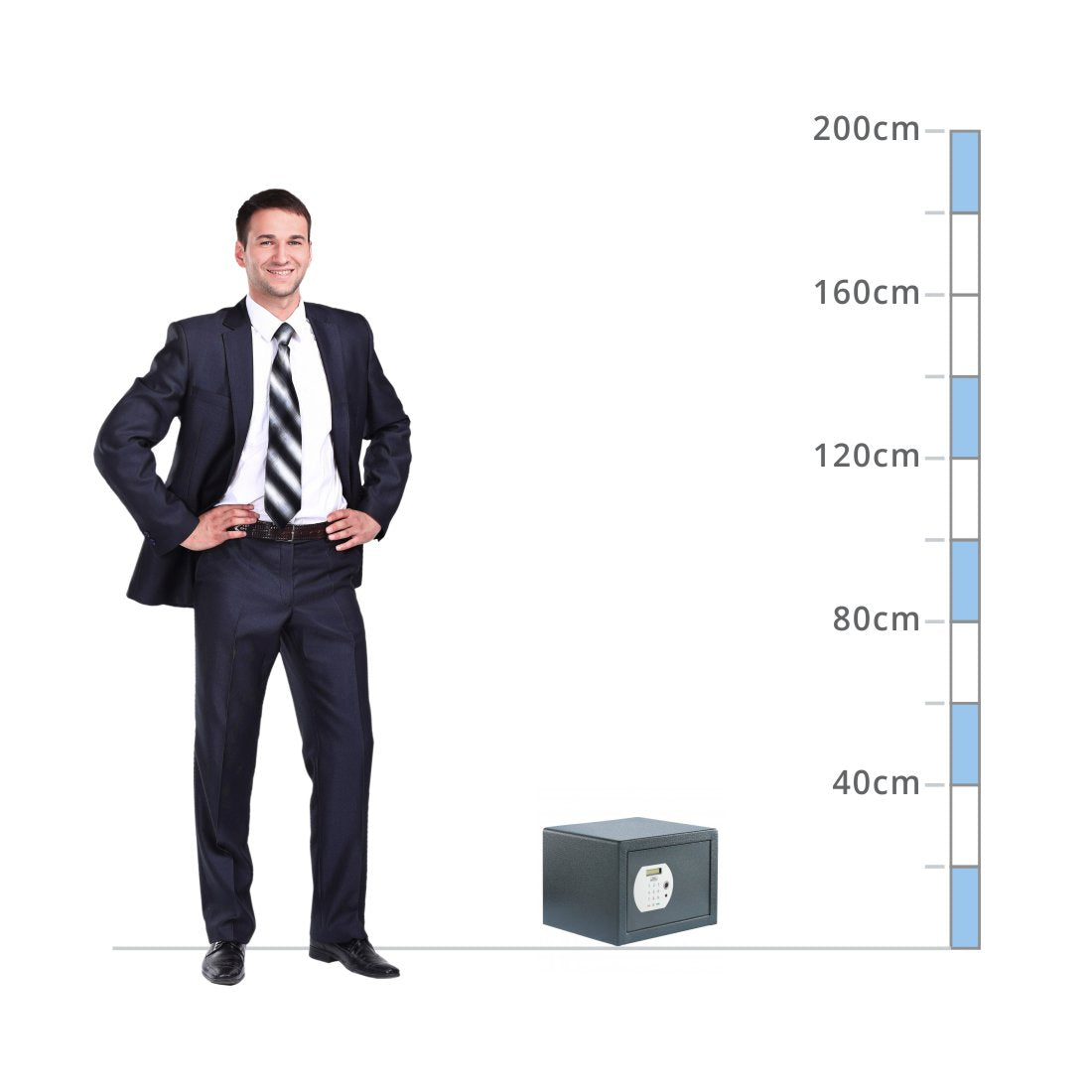 size chart for a Burg Wächter Pure-Safe Size PS 120, Biometric Lock Safe - £1,000 Cash Rating