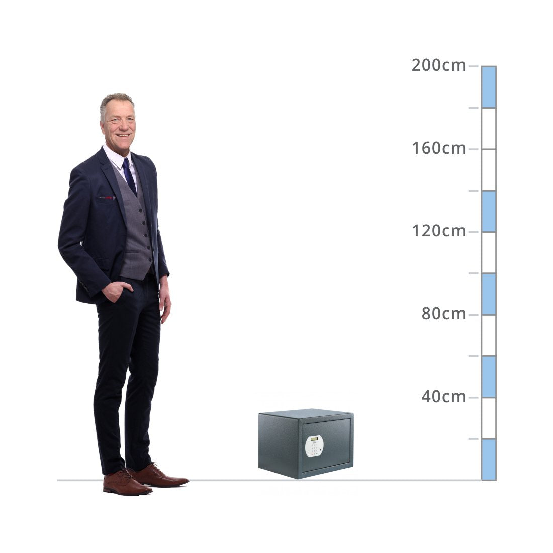 size chart for a Burg Wächter Pure-Safe Size PS 130, Digital Keypad Safe - £1,000 Cash Rating