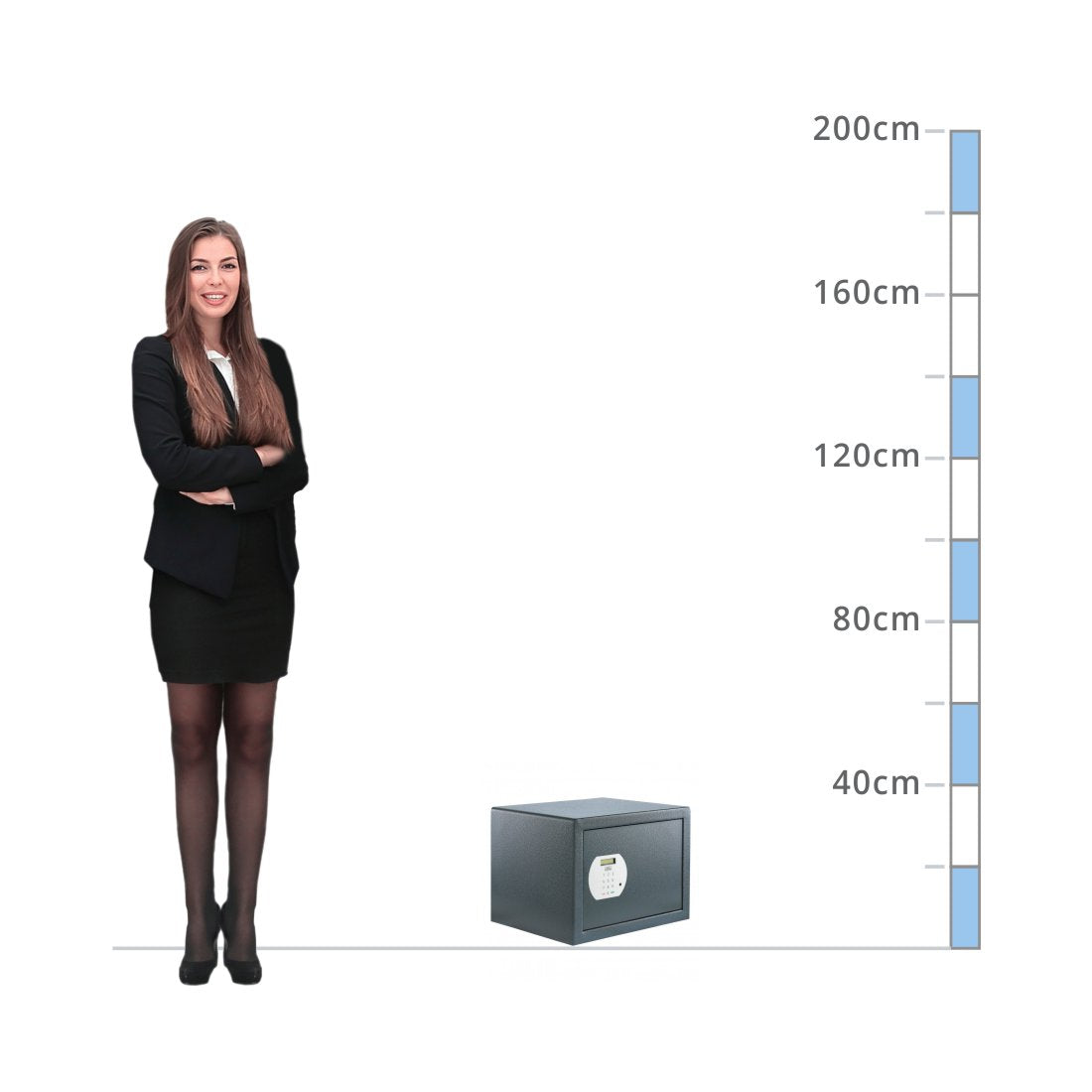 size chart for a Burg Wächter Pure-Safe Size PS 130 E KA 4, Digital Keypad Hotel Safe - £1,000 Cash Rating