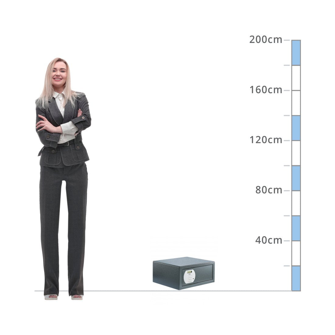 size chart for a Burg Wächter Pure-Safe Size PS 130 E LAP KA 4, Digital Keypad Hotel Laptop Safe - £1,000 Cash Rating