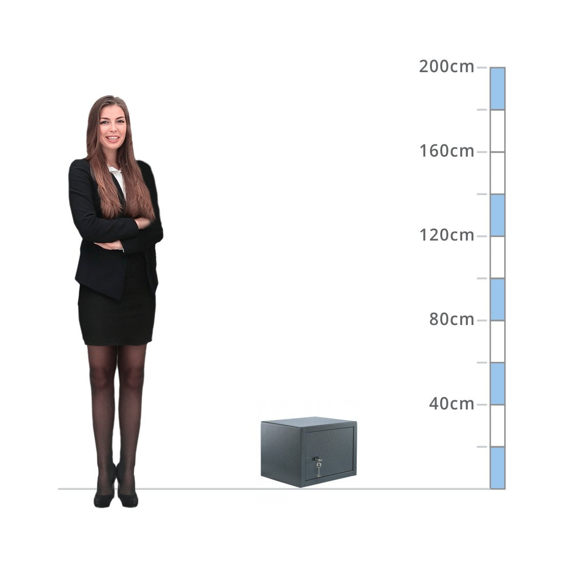 size chart for a Burg Wächter Pure-Safe Size PS 130, Key Lock Safe - £1,000 Cash Rating