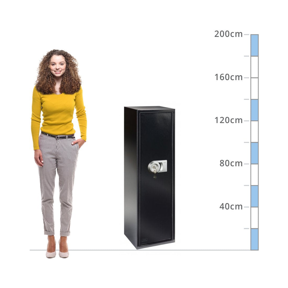 size chart for a Burg Wächter Ranger Gun Cabinet Size N5S, Key Lock - 5 Gun Storage