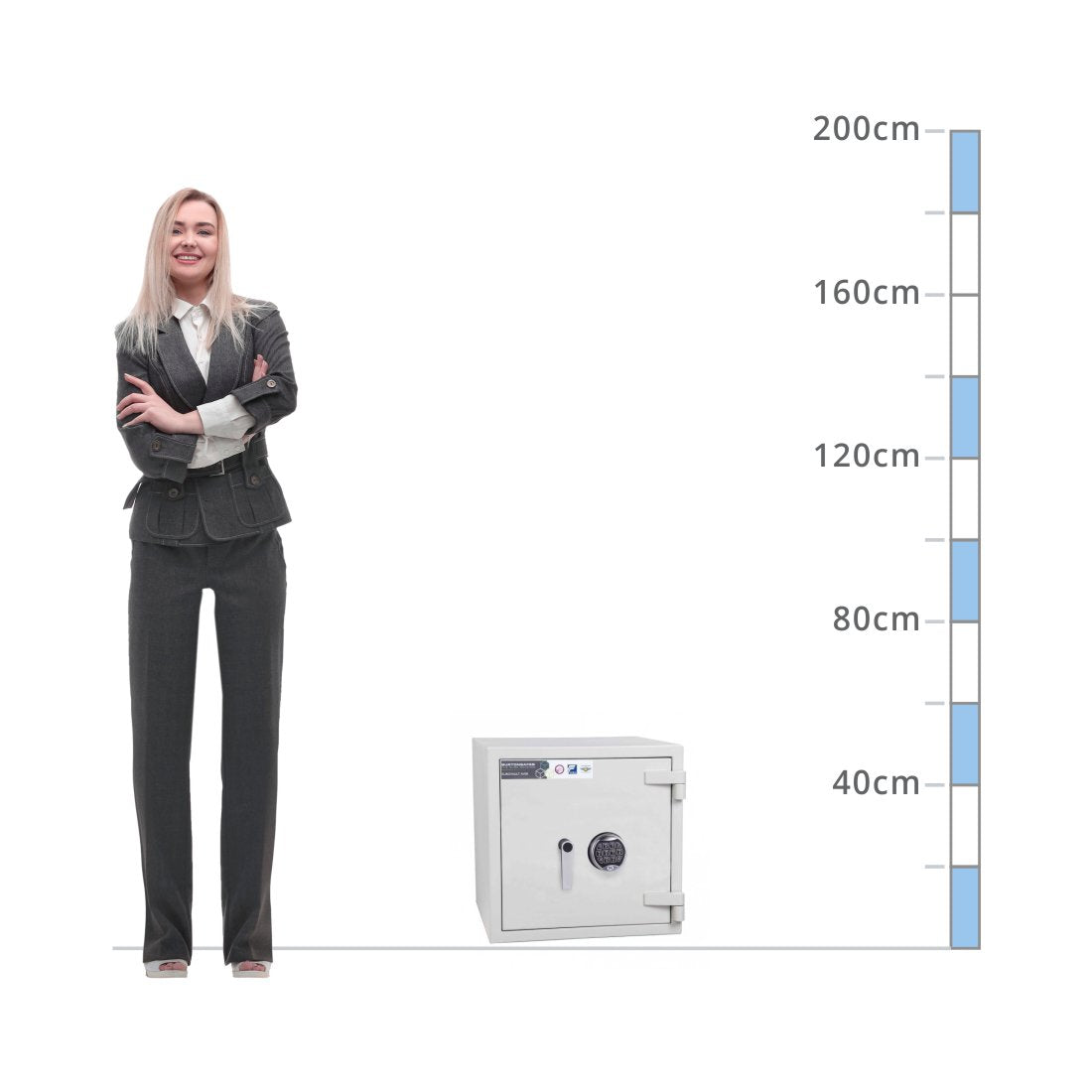 size chart for a Burton Eurovault Aver LFS Size 1, Digital Keypad Safe - Eurograde 2