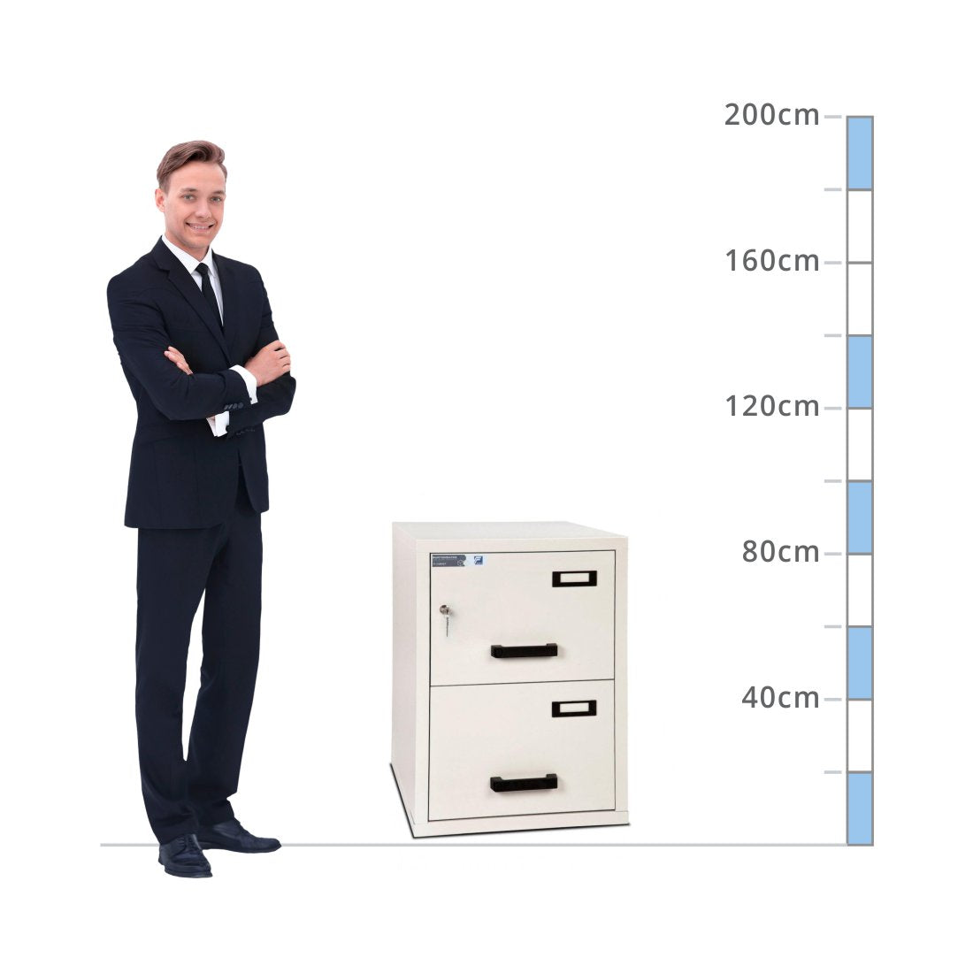 size chart for a Burton Fire File Size 2, Key Lock Fireproof Filing Cabinet