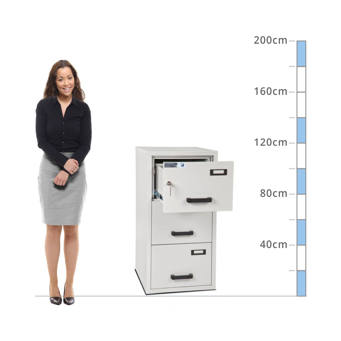 size chart for a Burton Fire File Size 3, Key Lock Fireproof Filing Cabinet
