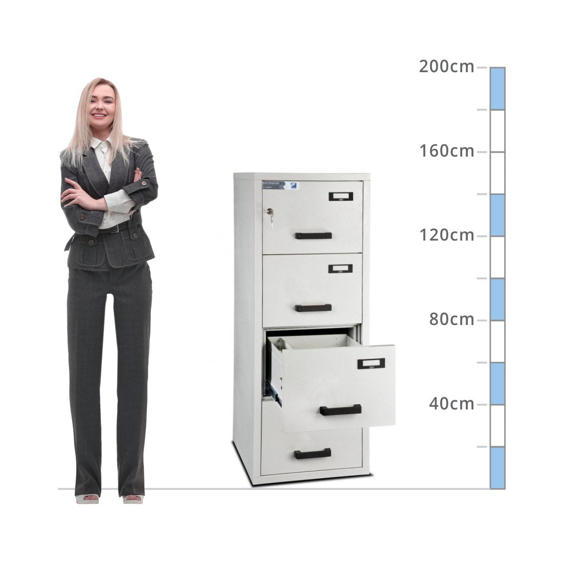 size chart for a Burton Fire File Size 4, Key Lock Fireproof Filing Cabinet