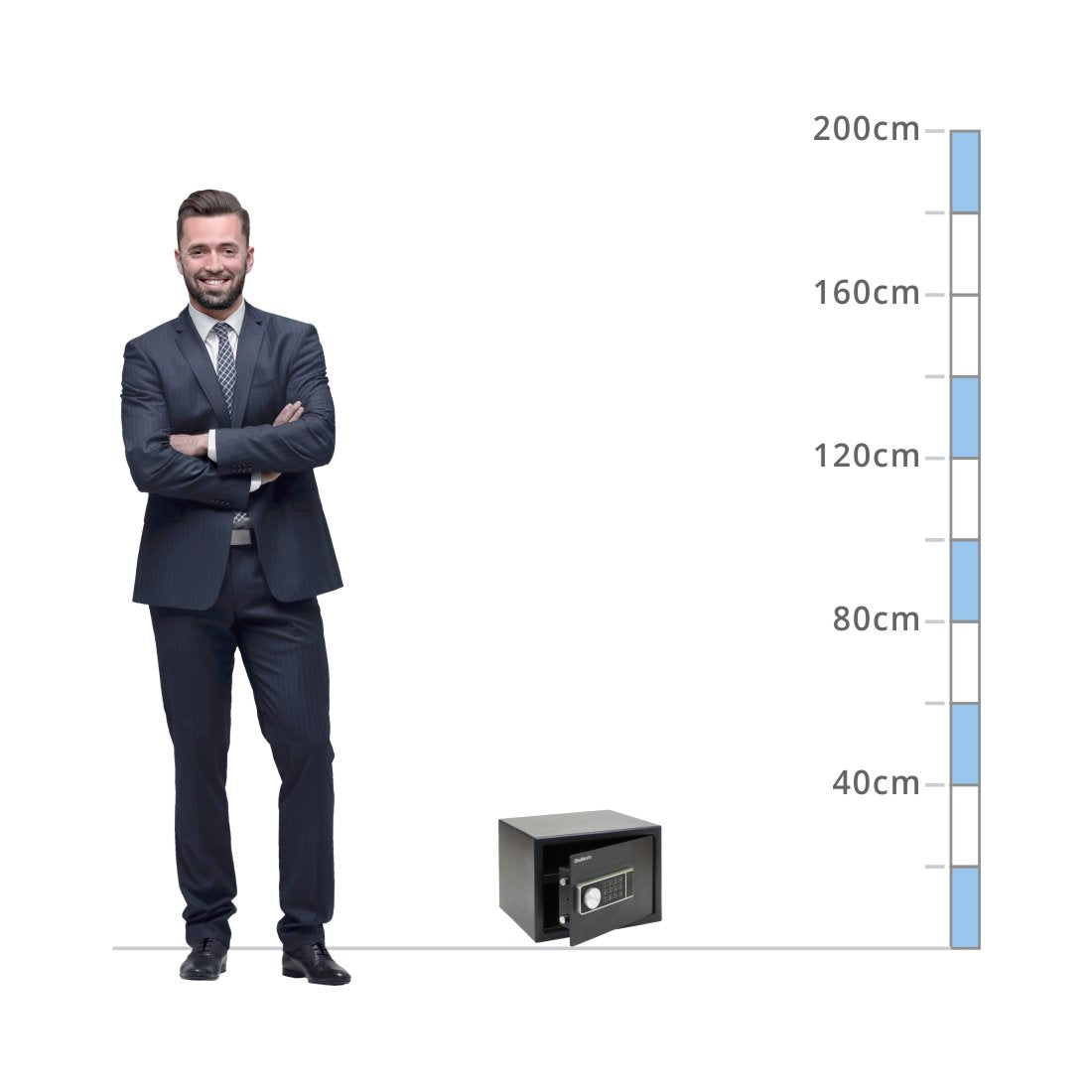 size chart for a Chubbsafes Air Size 15, Digital Keypad Safe - £1,000 Cash Rating