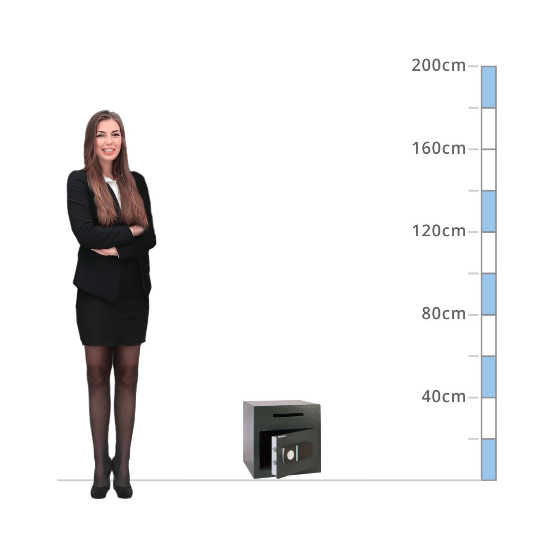 size chart for a Chubbsafes Sigma Size 2, Digital Keypad Letter Slot Deposit Safe - £1,000 Cash Rating