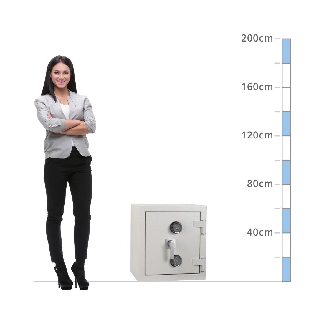 size chart for a De Raat DRS Prisma Size 0, Dual Digital Keypad Safe - Eurograde 4