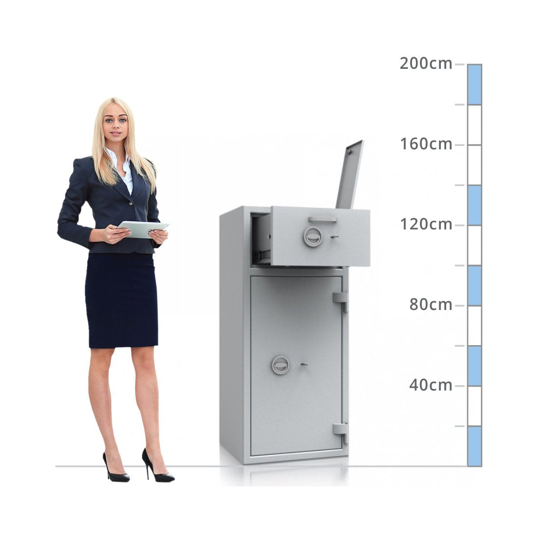 size chart De Raat Prisma Size 2, Key Lock Deposit Safe - Eurograde 1