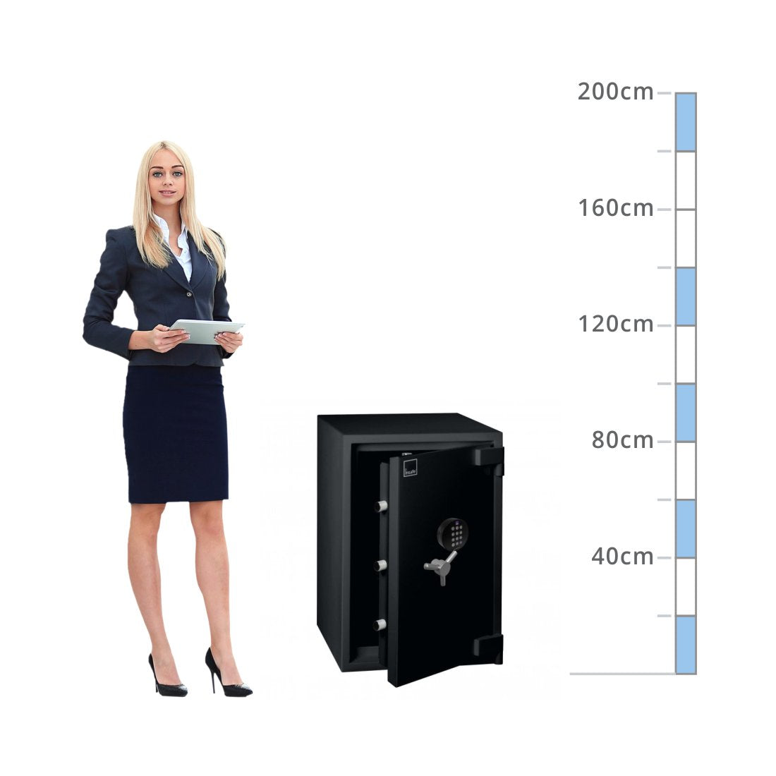 size chart for a Insafe Size 140, Digital Keypad Safe - Eurograde 2