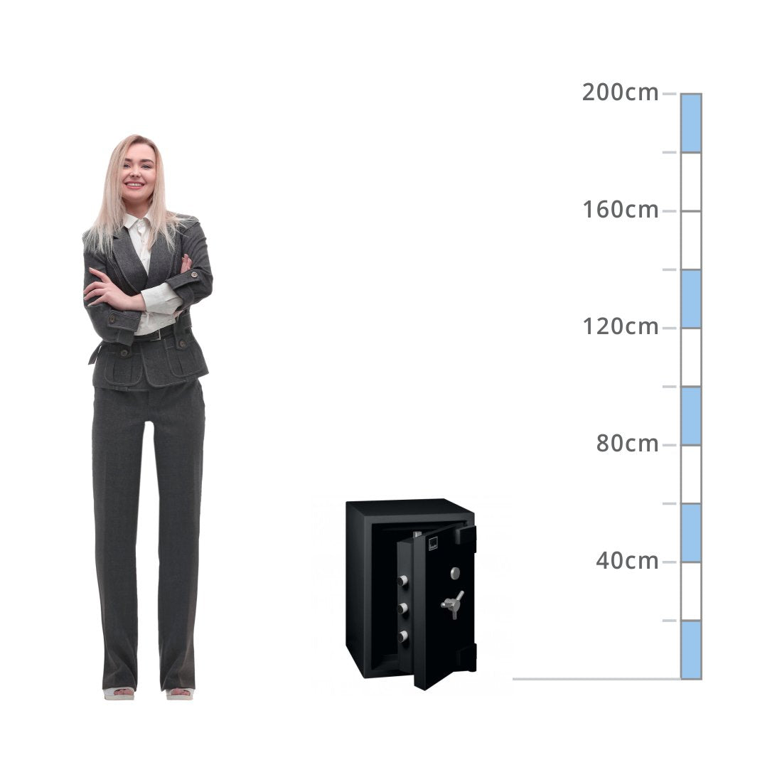 size chart for a Insafe Size 40, Key Lock Safe - Eurograde 1