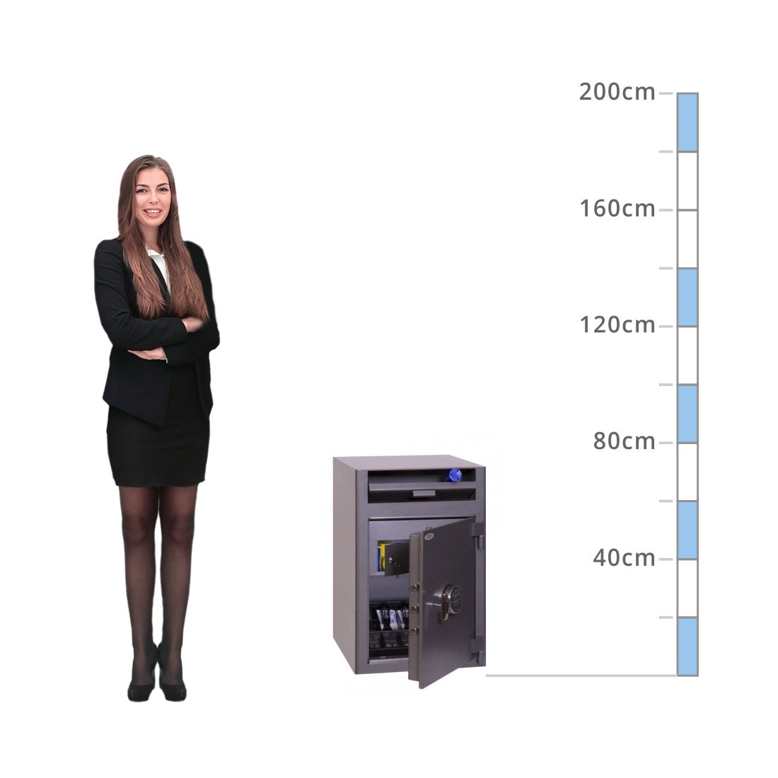 size chart Phoenix Cashier Deposit SS0998ED, Digital Keypad Safe - Drawer Deposit