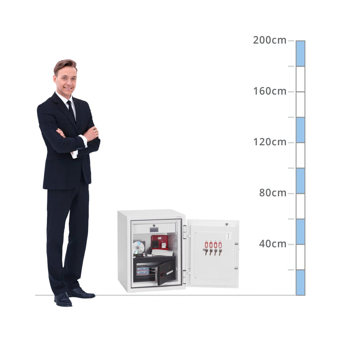 size chart Phoenix Data Combi DS2501F, Biometric Lock Safe - 90 Min Fire Protection