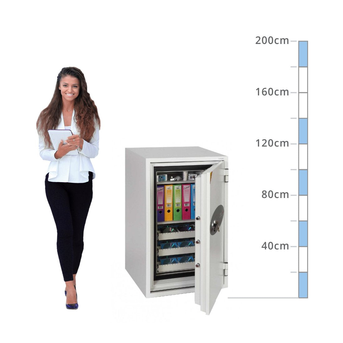 size chart Phoenix Data Commander DS4621K, Key Lock Safe - 120 Min Fire Protection