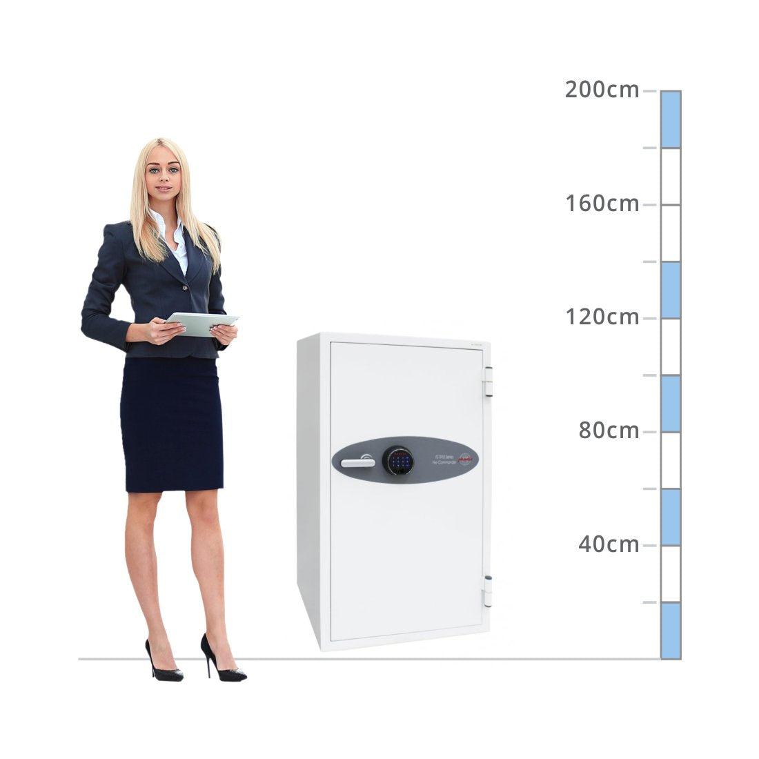 size chart Phoenix Fire Commander FS1911F, Biometric Lock Safe - 120 Min Fire Protection