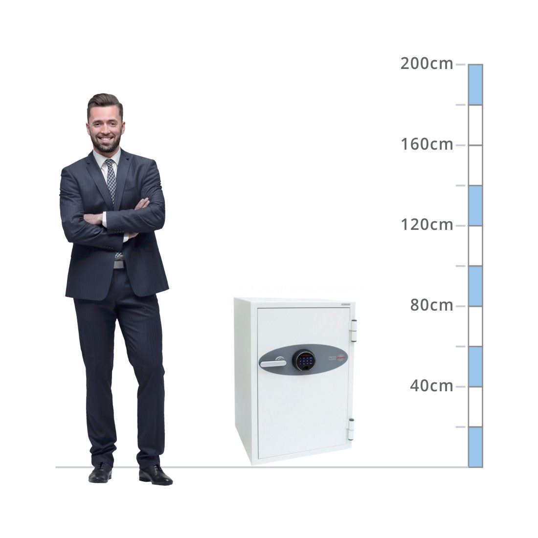size chart Phoenix Fire Fighter FS0442F, Biometric Lock Safe - 90 Min Fire Protection