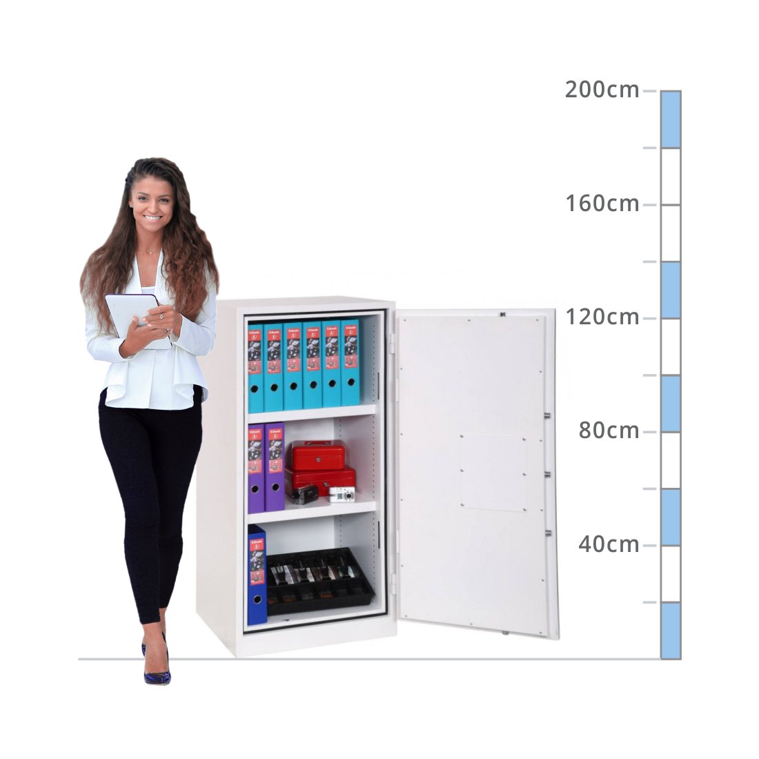 size chart for a Phoenix Fire Ranger Size 1, Key lock Fire Safe - S1 Rated
