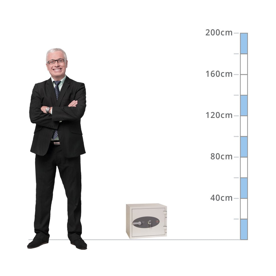 size chart Phoenix Titan Fire Safe FS1281K, Key Lock Safe - 60 Min Fire Protection