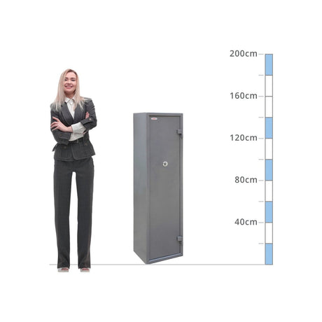 size chart Phoenix Tucana Gun Cabinet GS8017K, Key Lock - 7 Gun Storage