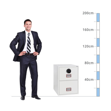 size chart Phoenix World Class Vertical Fire File FS2252F, Biometric Lock - 90 Min Fire Protection