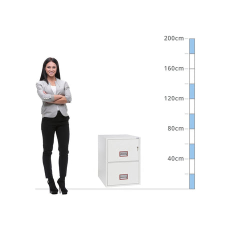 size chart Phoenix World Class Vertical Fire File FS2252K, Key Lock - 90 Min Fire Protection