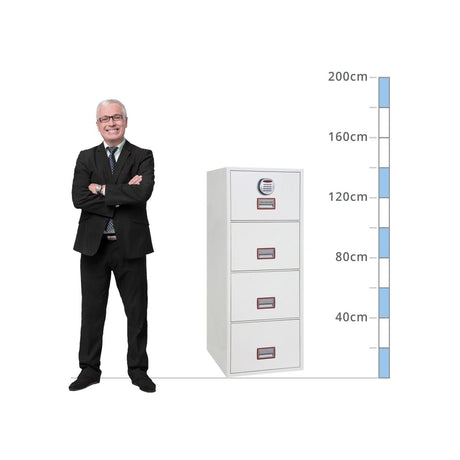 size chart Phoenix World Class Vertical Fire File FS2254E, Digital Keypad - 90 Min Fire Protection