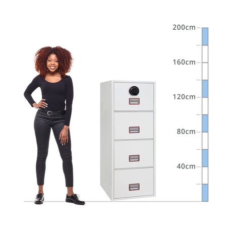 size chart Phoenix World Class Vertical Fire File FS2254F, Biometric Lock - 90 Min Fire Protection