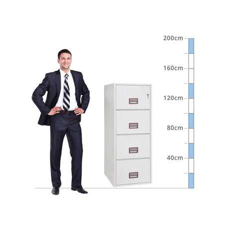 size chart Phoenix World Class Vertical Fire File FS2254K, Key Lock - 90 Min Fire Protection