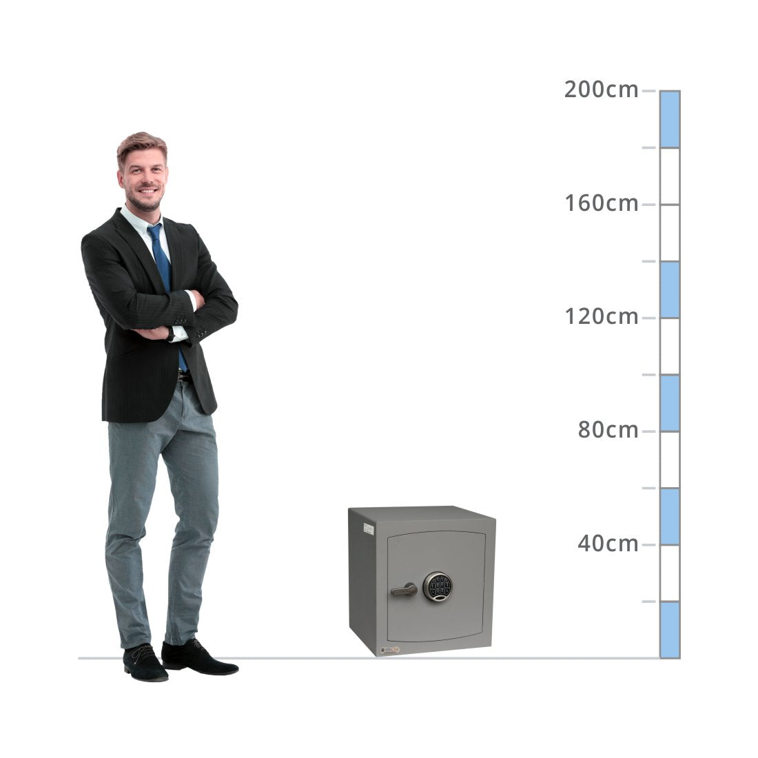 size chart for a Securikey Mini Vault Gold FR S2 Size 3, Digital Keypad Safe - £4,000 Cash Rating