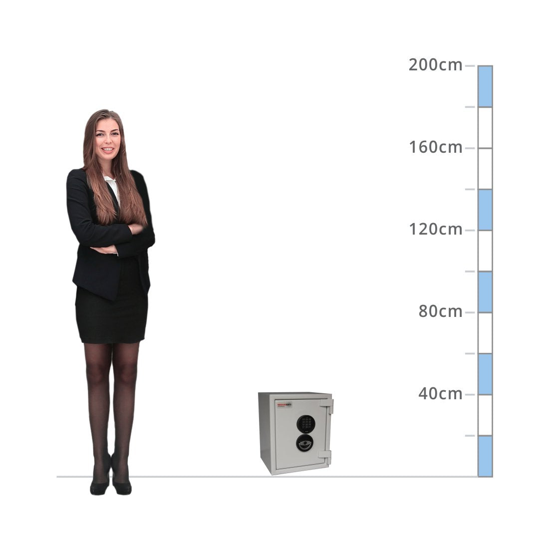 size chart for a Securikey Size 15, Digital Keypad Safe - Eurograde 0