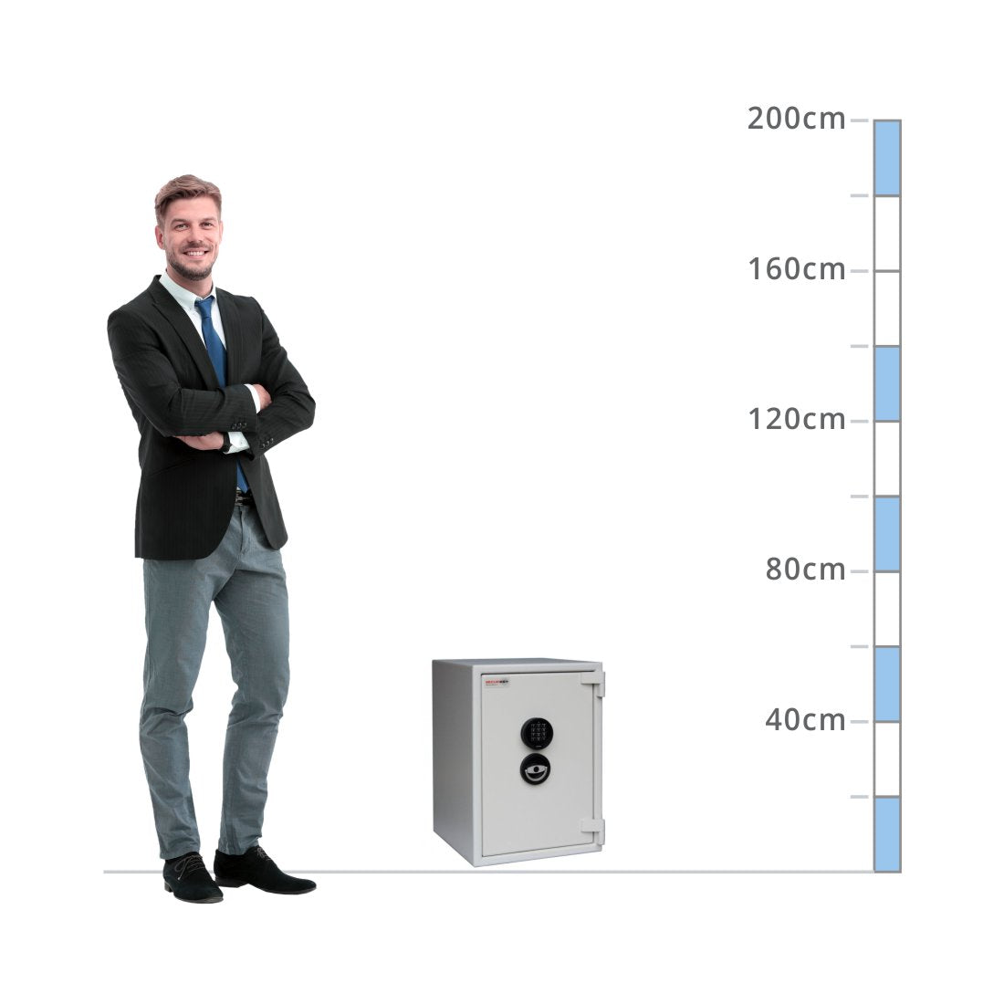 size chart for a Securikey Size 55, Digital Keypad Safe - Eurograde 1