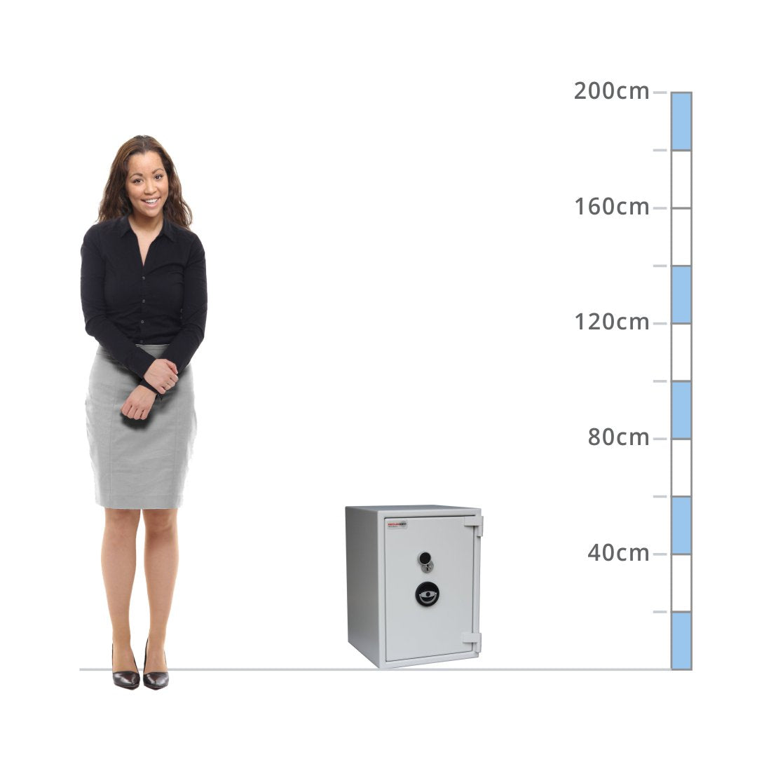 size chart for a Securikey Size 55, Key Lock Safe - Eurograde 0