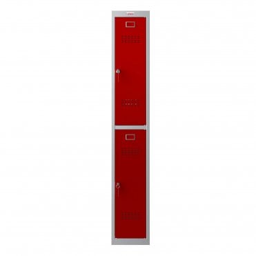 300D 2 Door Personal Locker PL1233GRK with Key Lock - Red